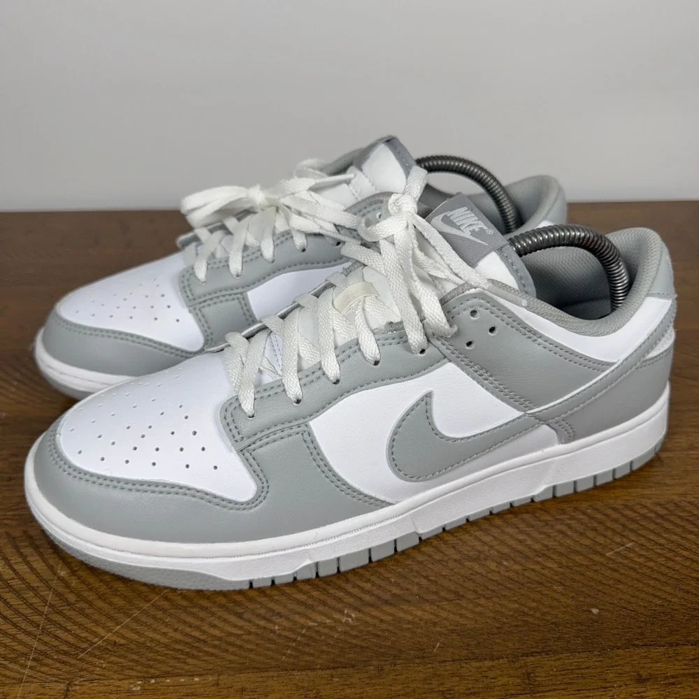 Nike Dunk Low Shoes Mens 9.5 White Light Smoke Grey Retro Streetwear Sneakers